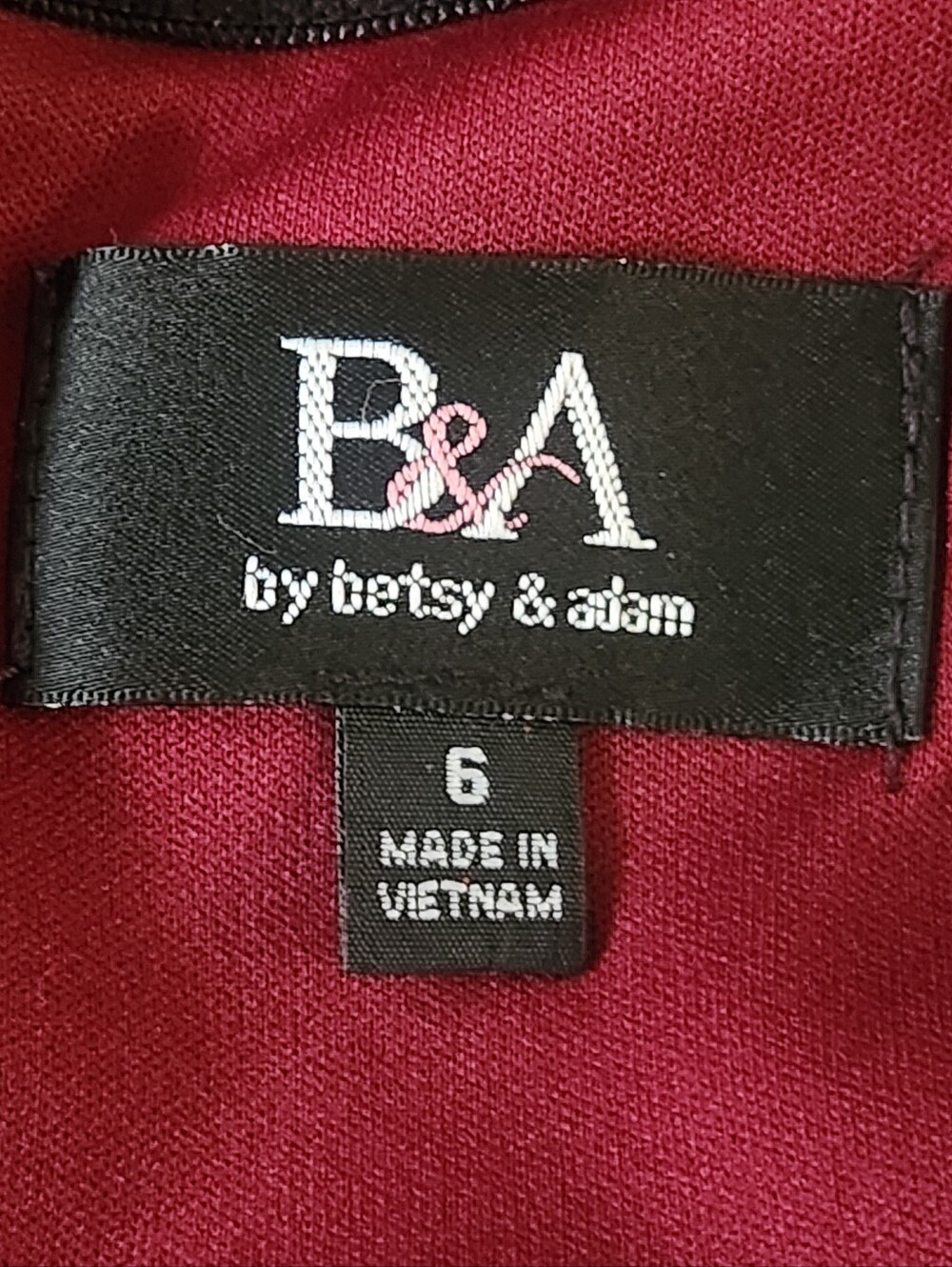 BETSY & ADAM Burgundy Off-the-Shoulder Glitter Mini Cocktail Dress - Size 6 - Picture 13 of 15